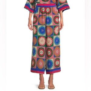 NWT JOHNNY WAS Coordinating Silk Geometric Sun Tile Print Pull-On Pants